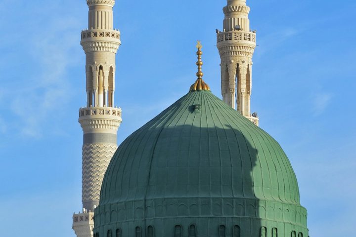 The green dome of the Prophet’s Mosque in Madinah